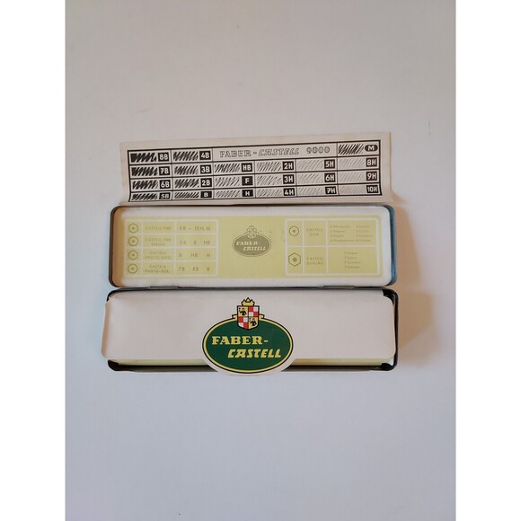 Vintage A.W. Faber Castell Original Tin Box 10 Unsharpened 3H Pencils Germany - Picture 2 of 3